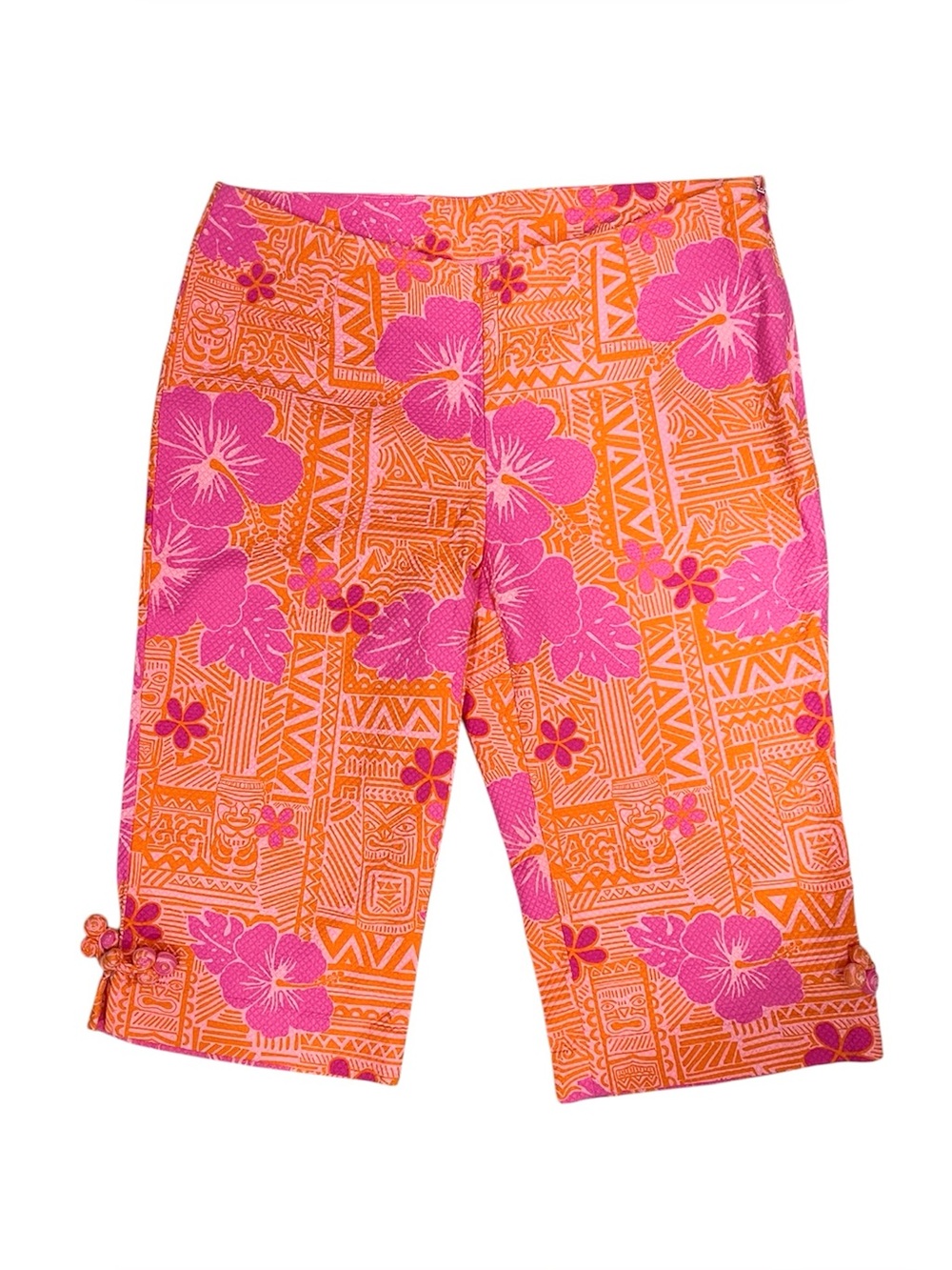 Lilly Pulitzer Vintage White Label Sneaky Tiki Hawaiian Capri Bermuda Shorts